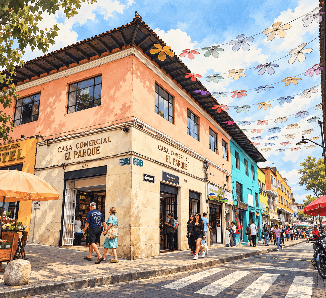 Ilustración de la fachada de Casa Comercial El Parque
