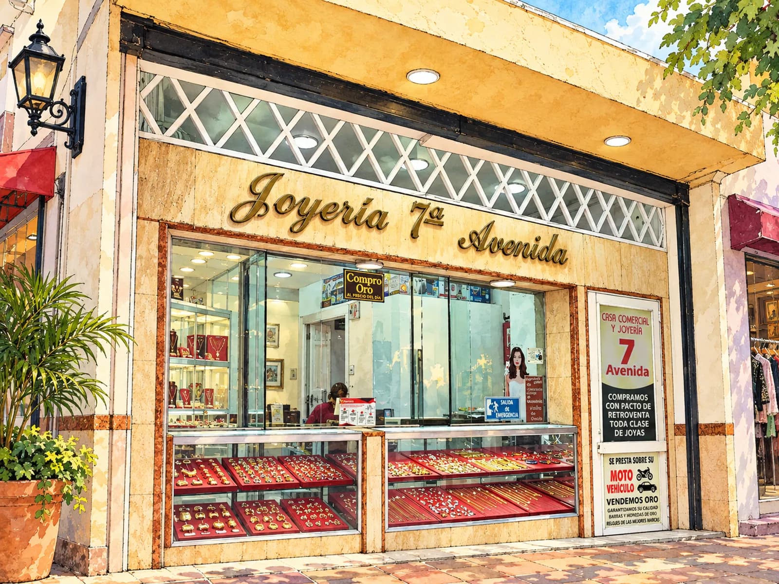 Fachada ilustrada de Joyería 7ª Avenida